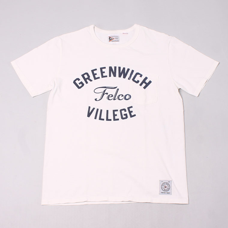S/S CREW NECK POCKET T MADE IN USA BODY W/WATER PRINT - GREENWICH - NATURAL WHITE