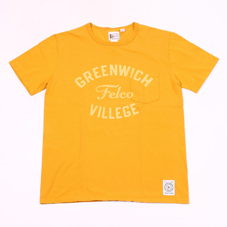 S/S CREW NECK POCKET T MADE IN USA BODY W/WATER PRINT - GREENWICH - MUSTARD