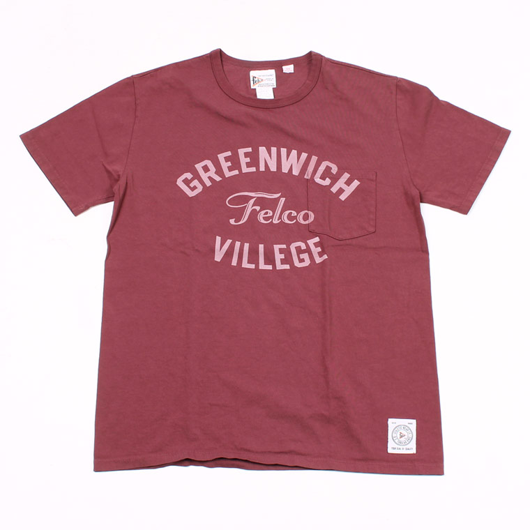 S/S CREW NECK POCKET T MADE IN USA BODY W/WATER PRINT - GREENWICH - BURGUNDY