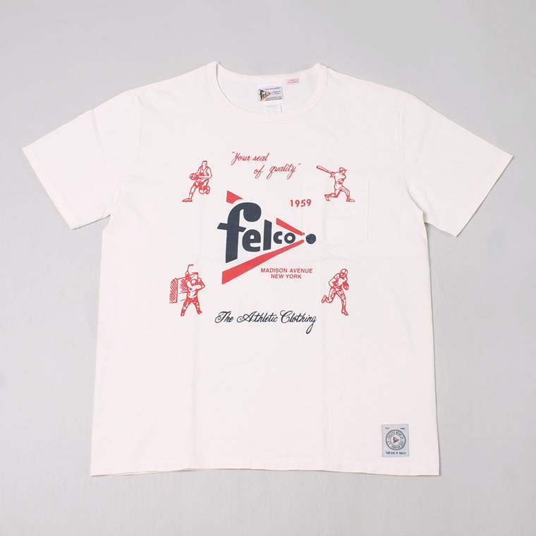 S/S CREW PRINT T MADE IN USA BODY - FELCO SPORTS WATER PRINT - NATURAL WHITE