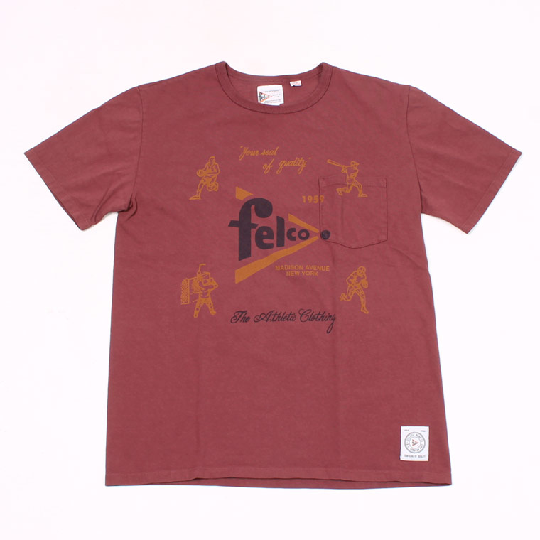 S/S CREW PRINT T MADE IN USA BODY - FELCO SPORTS WATER PRINT - BURGUNDY