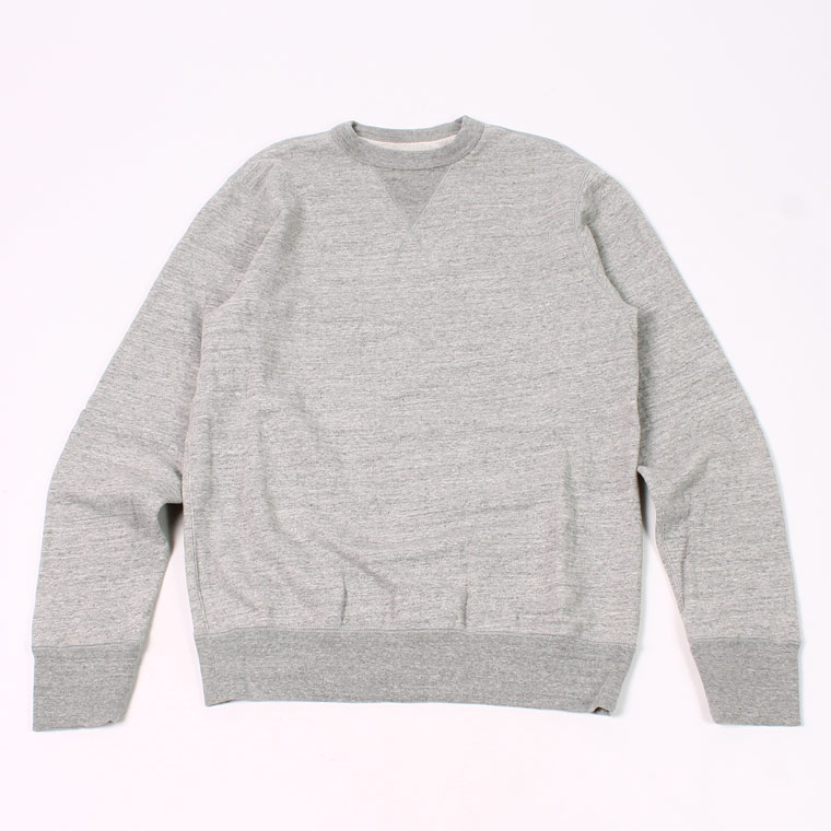 L/S SET IN SLEEVE V GUSSET CREW NECK SWEAT SHIRT -  12oz LIGHT Weight  French Terry - HEATHER GREY