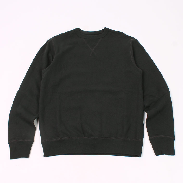L/S SET IN SLEEVE V GUSSET CREW NECK SWEAT SHIRT -  12oz LIGHT Weight  French Terry - BLACK