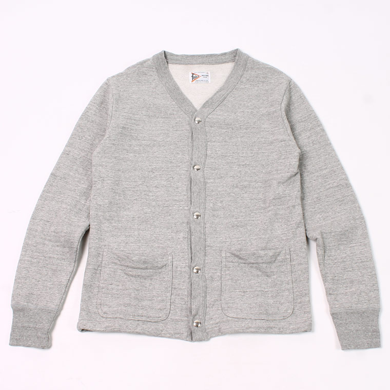 HIGH V NECK SNAP FRONT CARDIGAN - 12oz Light Weight French Terry - GREY HEATHER