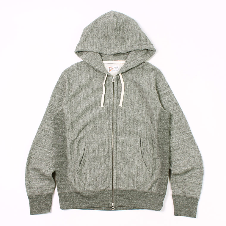 INVERSE WEAVE FULL ZIP PARKA w KANGAROO POCKET 12oz LT WEIGHT FRENCH TERRY - HEATHER CHARCOAL