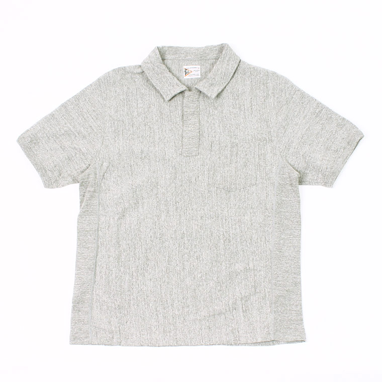 S/S INVERSE WEAVE SET IN SLEEVE POLO 7oz 18SINGLE JERSEY - HEATHER GREY