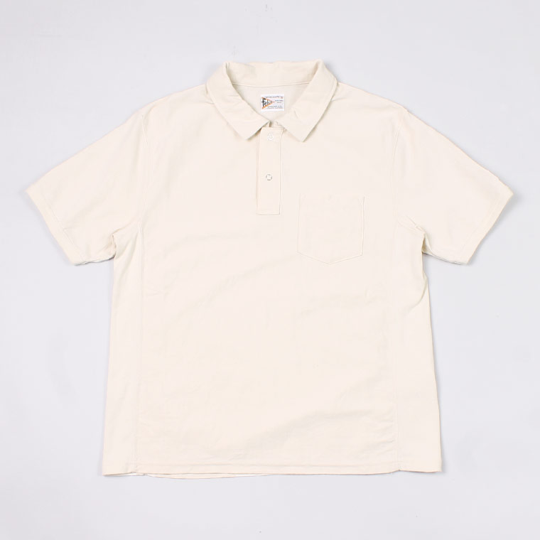 S/S INVERSE WEAVE SET IN SLEEVE POLO 7oz 18SINGLE JERSEY - NATURAL