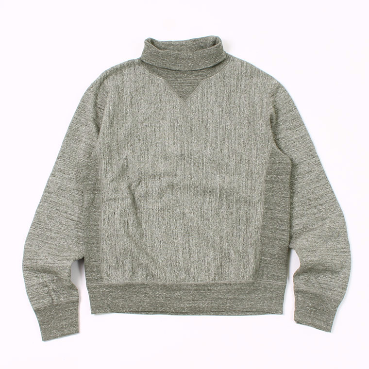 12oz FRENCH TERRY L/S INVERSE WEAVE  V GUSSET TURTLE NECK - CHARCOAL HEATHER