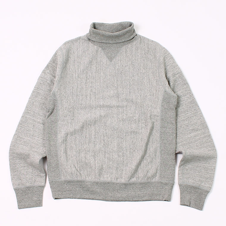 12oz FRENCH TERRY L/S INVERSE WEAVE  V GUSSET TURTLE NECK - GREY HEATHER